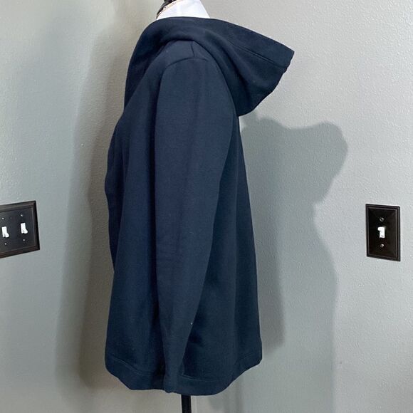 Marled Black Hooded Sweatshirt Open front Cardigan Sweater - Picture 9 of 11